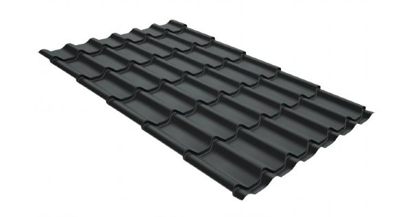 Металлочерепица классик GL 0,5 GreenCoat Pural Matt RR 23 темно-серый (RAL 7024 мокрый асфальт) купить в Лодейном Поле