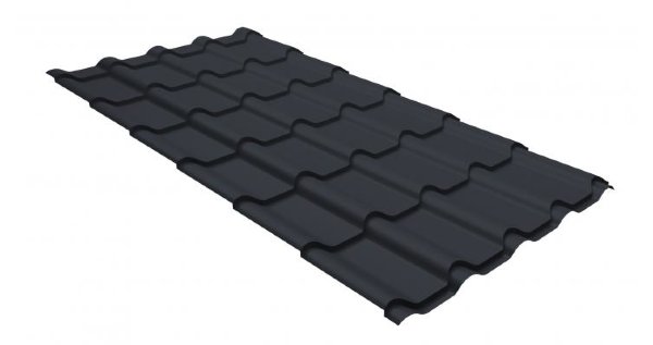 Металлочерепица камея GL 0,5 GreenCoat Pural RR 23 темно-серый (RAL 7024 мокрый асфальт) купить в Лодейном Поле