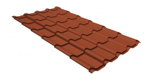 Металлочерепица камея GL 0,5 GreenCoat Pural RR 750 кирпично-красный (RAL 8004 терракота) купить в Лодейном Поле