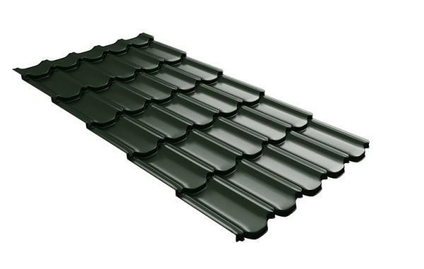 Металлочерепица квинта плюс с 3D резом 0,5 GreenСoat Pural Matt RR 11 темно-зеленый (RAL 6020 хромовая зелень) купить в Лодейном Поле