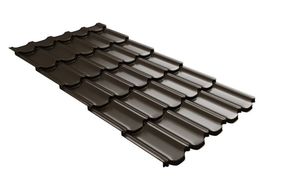 Металлочерепица квинта плюс с 3D резом 0,5 GreenСoat Pural Matt RR 32 темно-коричневый (RAL 8019 серо-коричневый) купить в Лодейном Поле