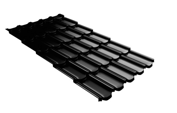 Металлочерепица квинта плюс с 3D резом 0,5 GreenСoat Pural Matt RR 33 черный (RAL 9005 черный) купить в Лодейном Поле