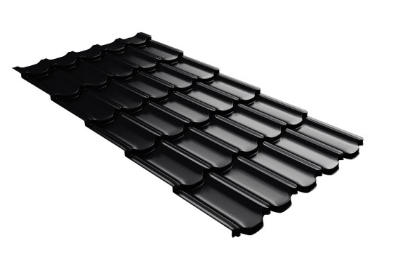 Металлочерепица квинта плюс с 3D резом 0,5 Quarzit lite RAL 9005 черный купить в Лодейном Поле