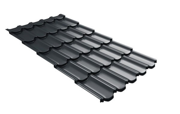 Металлочерепица квинта плюс с 3D резом 0,5 Satin RAL 7016 антрацитово-серый купить в Лодейном Поле