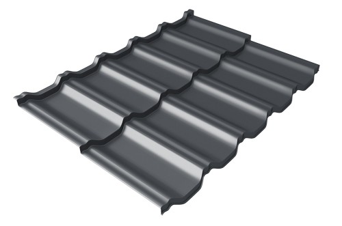 Металлочерепица модульная Квинта Uno Grand Line c 3D резом 0,45 Drap RAL 7024 мокрый асфальт купить в Лодейном Поле