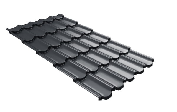 Металлочерепица квинта плюс с 3D резом 0,5 Satin RAL 7024 мокрый асфальт купить в Лодейном Поле