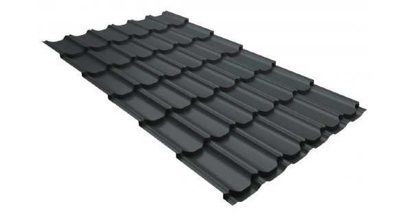 Металлочерепица квинта плюс 0,5 GreenCoat Pural RR 23 темно-серый (RAL 7024 мокрый асфальт) купить в Лодейном Поле